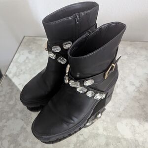 INC International Concepts Black Jeweled Platform Ankle Boots